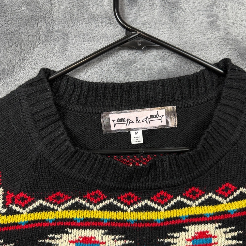 Oona & Maud Sweater Womens M Black Southwestern Geometric Knit Pullover - Picture 2 of 6